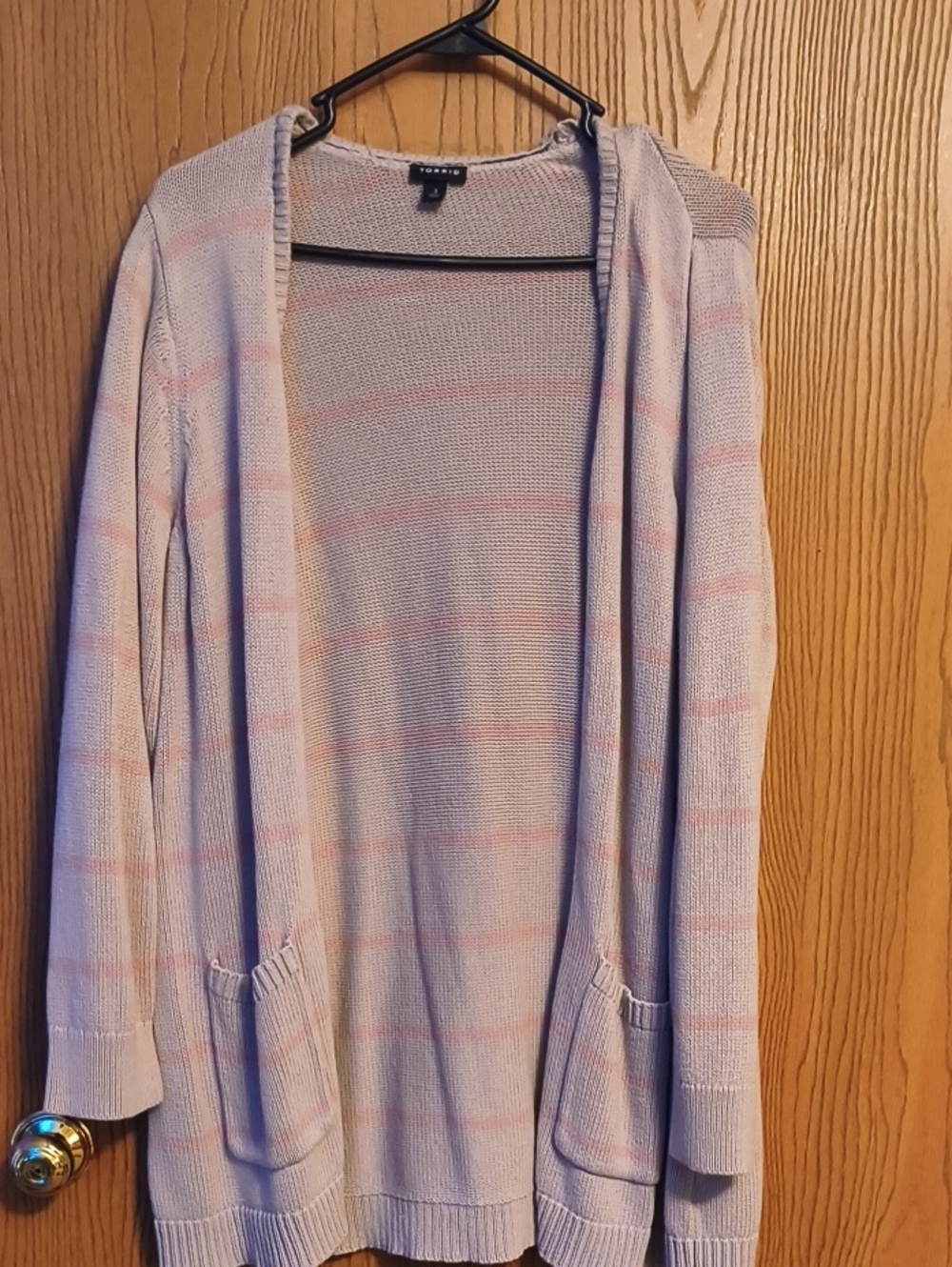 Torrid Tan and Pink Striped Open Cardigan